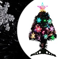 Božićno drvce s LED snježnim pahuljama, crno, 64 cm, optička vlakna