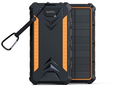 SPELLO Solarna prijenosna baterija, kapacitet 24000 mAh, snaga 15 W, crna boja