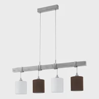 EGLO Visilica Townshend 2 4xE27, bijela patina, tekstil bijela smeđa