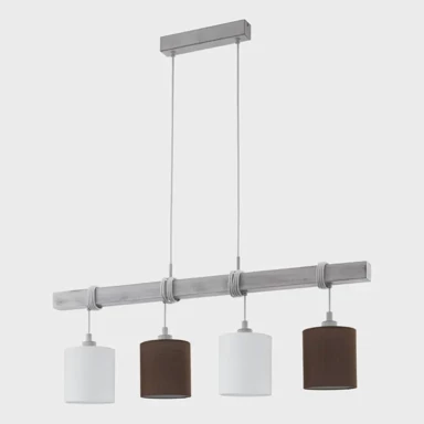 EGLO Visilica Townshend 2 4xE27, bijela patina, tekstil bijela smeđa