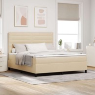 Box spring krevet s madracem, 180x200 cm, tkanina, krem