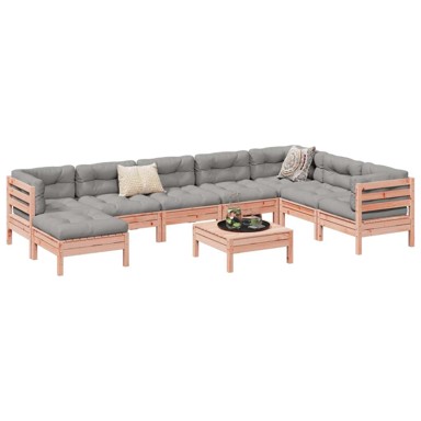9-dijelni set vrtnih sofa s jastucima, masivno drvo duglazije, prirodni douglas