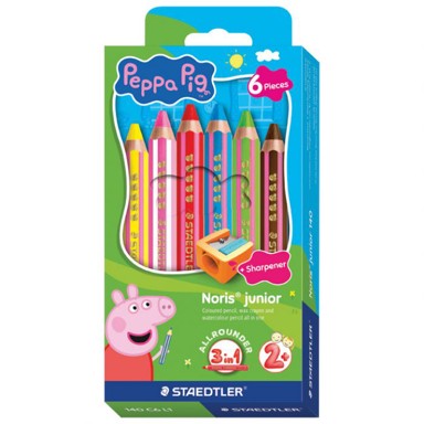 STAEDTLER Drvene boje 140 C6 L1, JUMBO 3u1 Noris Junior Peppa Pig, 6 boja