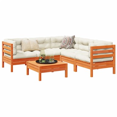 Set vrtnih sofa, 6 kom, duglazija i jelovina, s jastucima
