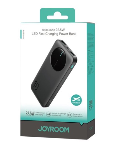 JOYROOM Powerbank JR-PBF12 Pro, 10000 mAh, 22,5 W, digitalni zaslon, 2x USB-A, 1x USB-C, crni