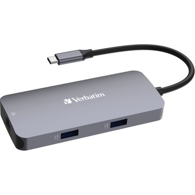 VERBATIM Docking stanica CMH-05 32150, USB-C, 1x HDMI, 1x ethernet, 2x USB-A 3.0, 1x USB-C PD, sivi