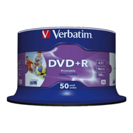 VERBATIM DVD+R Wide Inkjet Printable No ID Brand, 4,7 GB, 50 kom