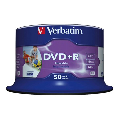 VERBATIM DVD+R Wide Inkjet Printable No ID Brand, 4,7 GB, 50 kom