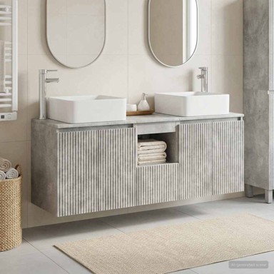 Set kupaonskih ormarića 3 kom 53 x 35 x 63 cm, betonsko sivi