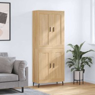 Visoka komoda hrasta sonome 69 5x34x180cm od konstruiranog drva , drvena vrata