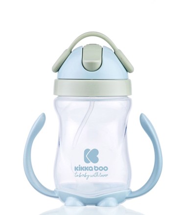 KIKKA BOO Bočica sa slamkom i ručkama, 300 ml, plava
