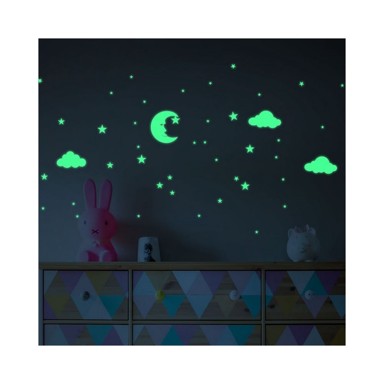 AMBIANCE Svjetleće zidne samoljepljive naljepnice Moon and Clouds