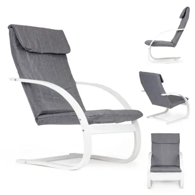 MODERNHOME Finska fotelja za ljuljanje, ergonomski dizajn, sivo-bijela