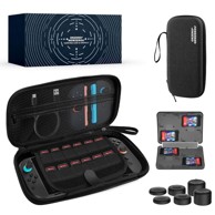 NIKCORP Futrola za Nintendo Switch 2, Hard Case 8u1, 20 utora za igre, 6 navlaka za analogne palice, crna