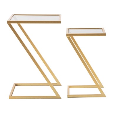 MAURO FERRETTI Pomoćni stolići Zet set 2 kom 40x40 cm sa staklenom pločom stola