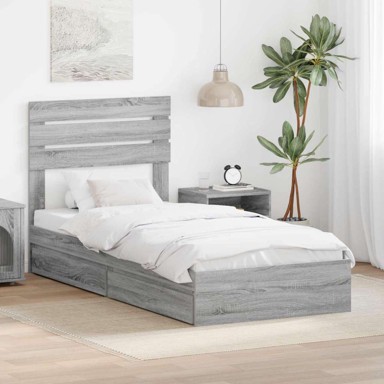 Okvir za krevet 75 x 190 cm, konstruirano drvo, siva sonoma