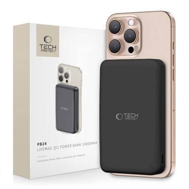 TECH-PROTECT LifeMag Powerbank PB24, 10. 000 mAh, MagSafe, crni