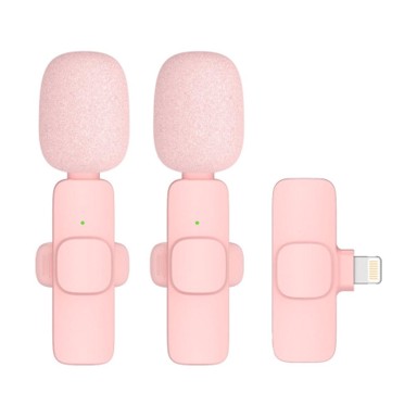 MG Bežični lavalier mikrofon K1 Lightning, 2ks, ružičasti