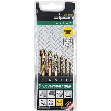 ALPEN Set svrdala HSS kobalt, 2-8 mm, 6 kom/set