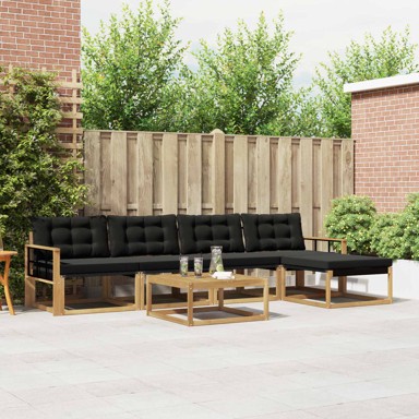 Set vanjskih sofa, 6 pcs, bijela i crna