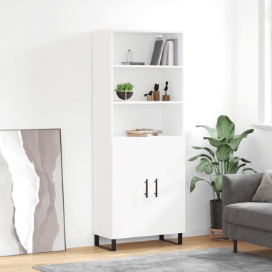 Visoka komoda bijela 69,5x34x180 cm konstruirano drvo