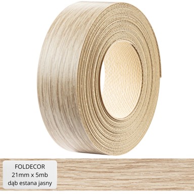 Melaminska rubna traka za namještaj s ljepilom, svijetli hrast Estana, 21 mm x 5 m