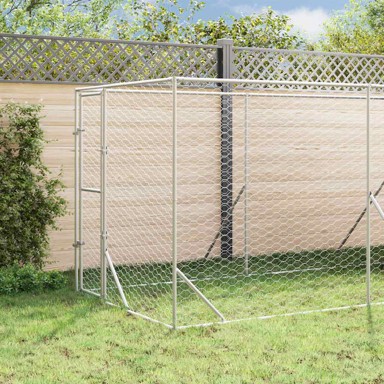 Vanjski kavez za pse s krovom, 2 x 10 x 2,5 m, pocinčani čelik, srebrna