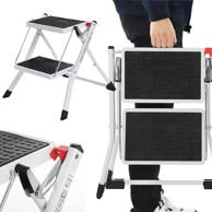 SONGMICS sklopive čelične ljestve s 2 stepenice, 150 kg