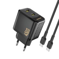 DUDAO Punjač A28Pceu Gan 45 W 2x Type-C s kabelom Type-C na Type-C, crni