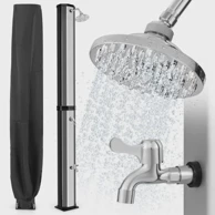 Solarni vrtni tuš 60 L, dim. 227 cm, do 60°C, rotirajuća glava, sivo-crni