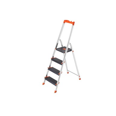 SONGMICS Preklopne ljestve s 4 stepenice 44 x 83,5 x 143 cm, srebrne