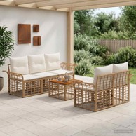 Set vanjskih sofa 6 kom od poliratana, prirodno-krem bijeli