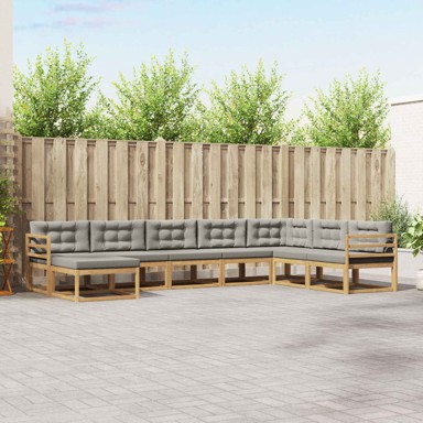 Set vanjskih sofa, 8 kom, 79 x 79 x 37 cm, čvrsto drvo akacije i poliester, bijela i svjetlosiva