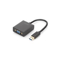 DIGITUS Vanjski Video Adapter USB 3.0 to VGA, Crna