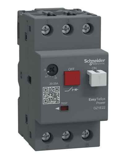 SCHNEIDER Motorni osigurač 3P 11kW 20-25A EasyTeSys Power, pogon s tipkom, kutijasti priključci GZ1E22