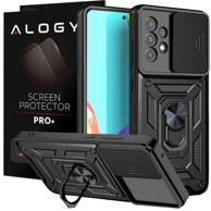 CAMSHIELD Maskica za Samsung Galaxy A73 / A73 5G, s prstenom, s postoljem, sa zaštitnim staklom