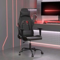 Masažna gaming stolica, crna, umjetna koža, bez naslona za noge