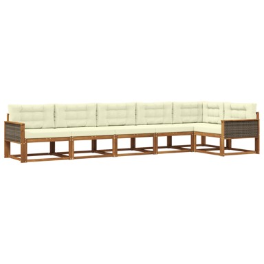 Set vanjskih sofa s jastukom 6 kom, prirodna i krem