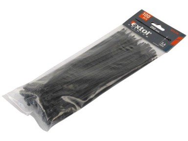 EXTOL PREMIUM Kabelske vezice crne 250 x 4,8 mm, 100 kom, najlon