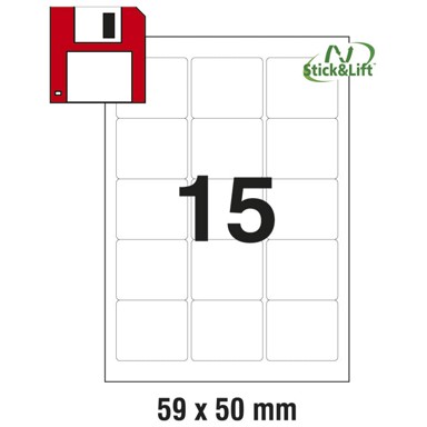 ZWECKFORM Odljepljive etikete ILK za diskete, 59 x 50 mm, 25 listova