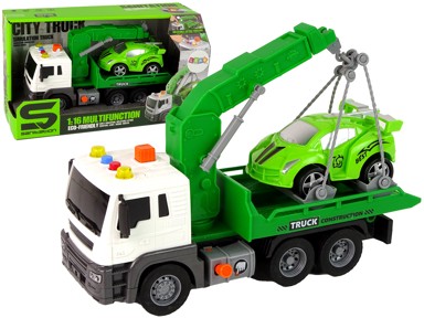 Igračka auto TRANSPORTER ROADSIDE TOW TRUCK 1:16, zelena, zvučni i svjetlosni efekti