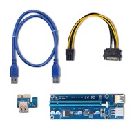 QOLTEC PCI-E Riser 1x - 16x, USB 3.0, ver. 009, SATA / PCI-E 6-pin