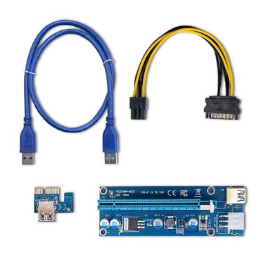 QOLTEC PCI-E Riser 1x - 16x, USB 3.0, ver. 009, SATA / PCI-E 6-pin