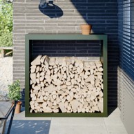 Stalak za drva za ogrjev zeleni 100x40x100 cm čelični