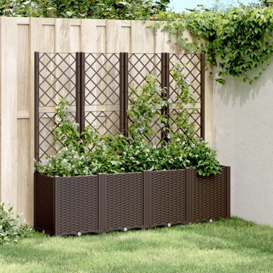 Vrtna sadilica s rešetkom smeđa 160 x 40 x 140 cm PP