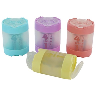 KUM Šiljilo PVC s PVC kutijom 4 rupe 4in1 K4 3640621 pastel