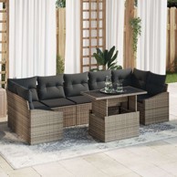 Set vrtnih sofa od 8 komada s jastučićima, poliratan, sivi