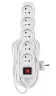 TIM Produžni kabel s prekidačem 10 m 5 utičnica