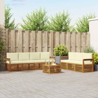 Set sofa, 8 kom, drvo akacije, prirodna i krem