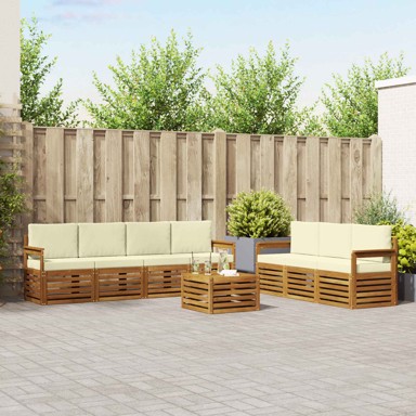 Set sofa, 8 kom, drvo akacije, prirodna i krem
